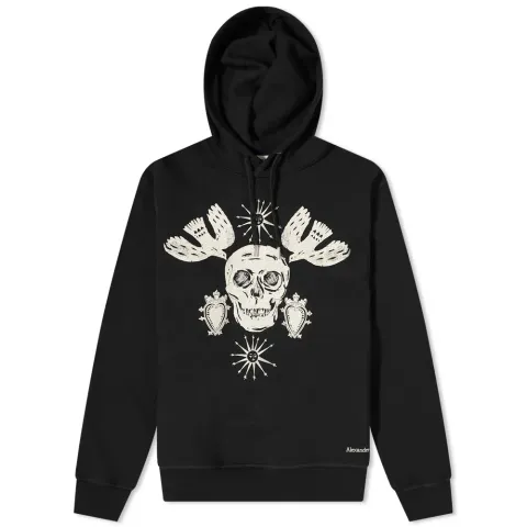Embroidered Skull Popover Hoodie