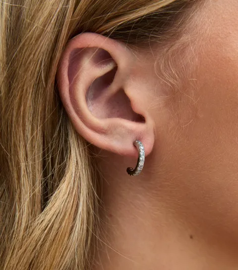 New Look Silver Tone Cubic Zirconia Mini Hoop Earrings
