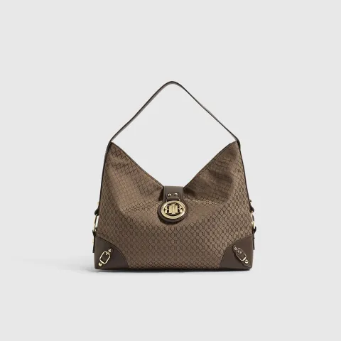 River Island Monogram Flap Buckle Slouch Bag