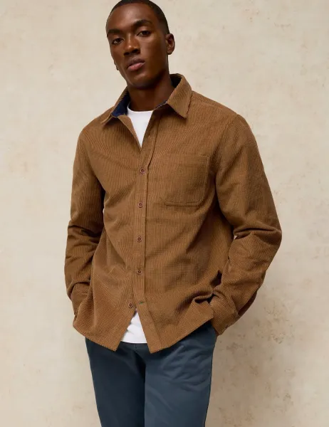 White Stuff Griffin Pure Cotton Corduroy Shirt Natural