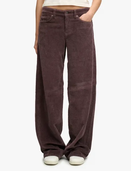 Superdry & Co Cotton Rich Cord Textured Wide Leg Trousers Brown