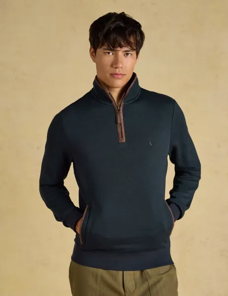 Joules Cotton Rich Funnel Neck Half Zip Sweatshirt Navy