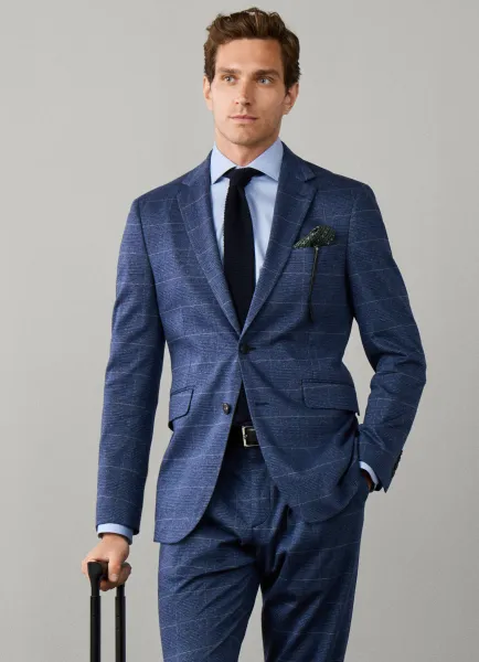 Hackett Cotton Travel Knit Prince of Wales Blazer