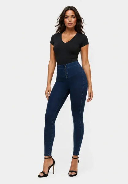 Freddy WRUP Denim Sculpted Zip - High Waisted - 7/8 Length - Dark Blue + Blue Stitching