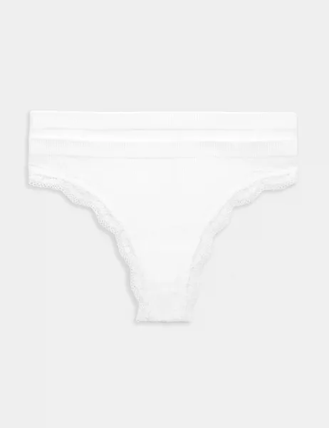 Marks & Spencer 2 Pack Jasmine Lace Seamless Thongs White