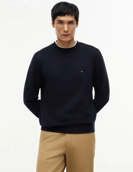 Tommy Hilfiger Cotton Rich Crew Neck Sweatshirt Navy