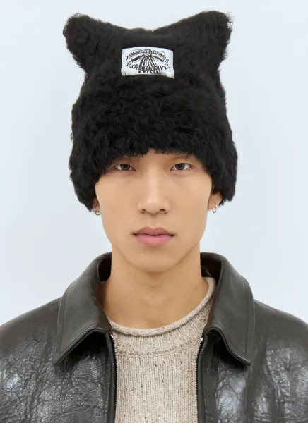 Fluffy Square Beanie Hat