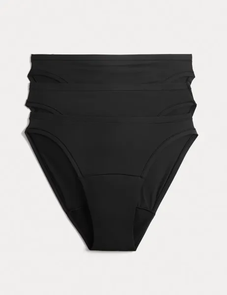 Marks & Spencer 3 Pack Heavy Absorbency flexifit modal HighLeg period knickers Black