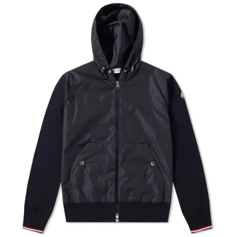Nylon Front Zip Hooded Knit