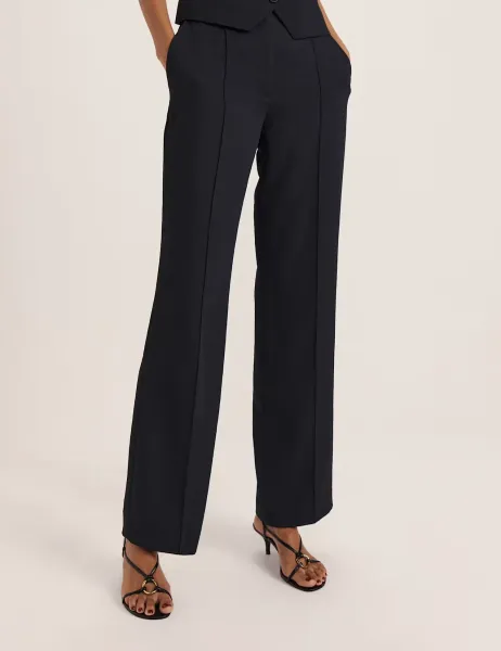 Pintuck Wide Leg Trousers Black