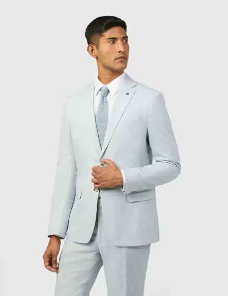 Ted Baker Slim Fit Linen Rich Single Breasted Suit Jacket Light Blue