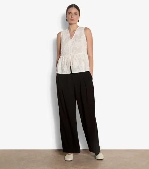 Women's Black Tailored Wide Leg Trousers