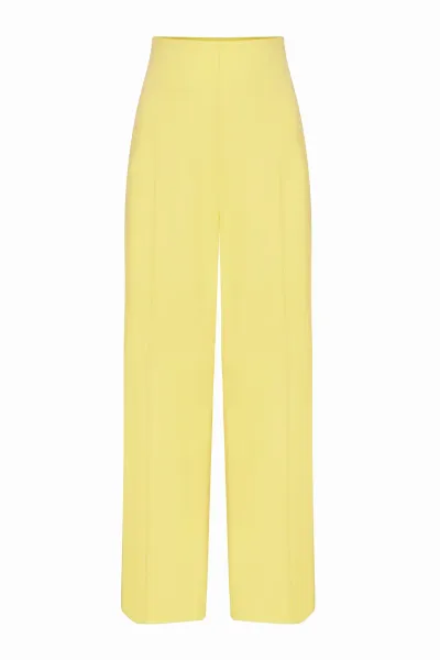 Wide Leg Trousers in Plain Summer Yellow - Paloma