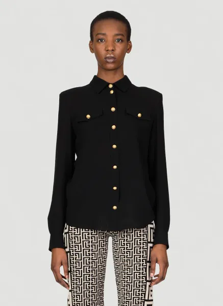 Shoulder Pad Silk Shirt