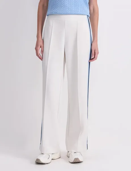 Side Stripe Wide Leg Trousers White