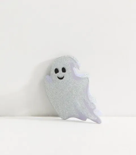 Silver Glittery Halloween Ghost Hair Claw Clip