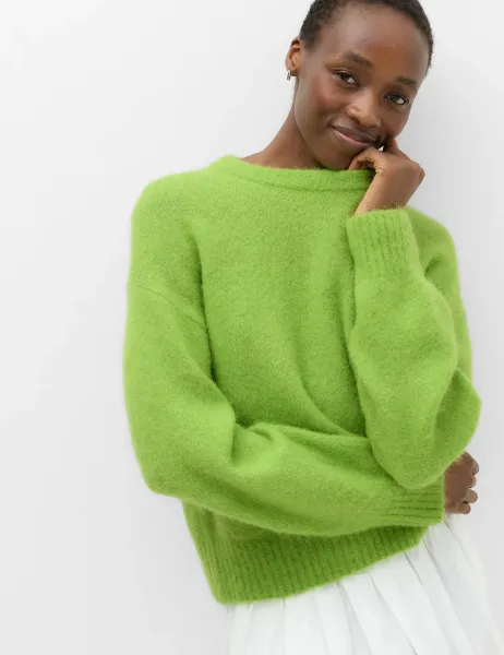 Marks & Spencer Alpaca Blend Textured Relaxed Jumper Green