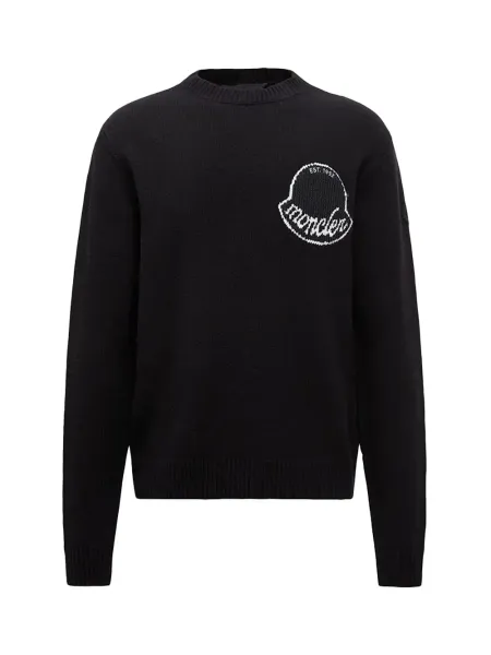 men Logo Patch Cotton Sweatshirt Black