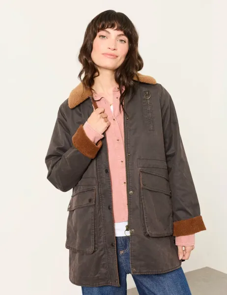 FatFace Cotton Rich Utility Jacket Brown