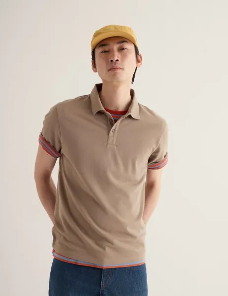Seasalt Cornwall Pure Cotton Polo Shirt Light Brown