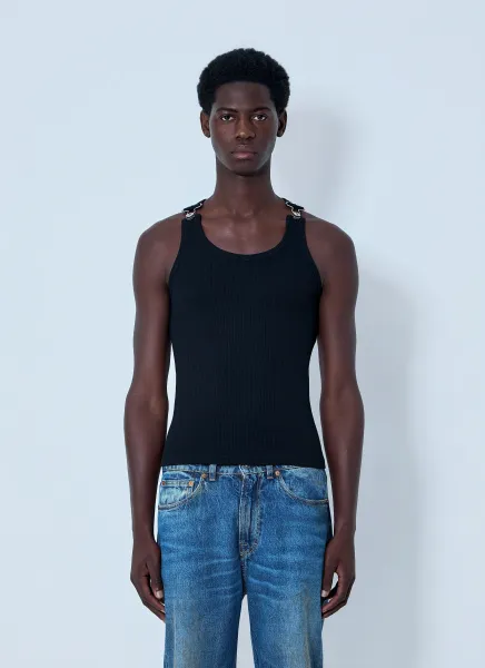 Ribbed Tank Top with Metal Hardware