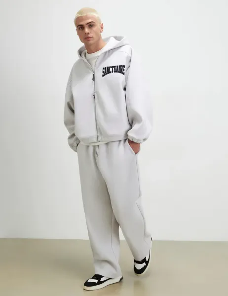 River Island Embroidered Wide Leg Joggers Grey