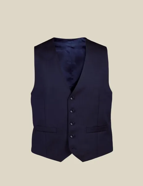 Charles Tyrwhitt Regular Fit Italian Wool Waistcoat Dark Navy