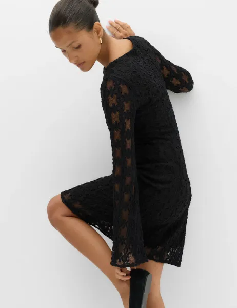 Marks & Spencer Jersey Lace Mini Skater Dress Black