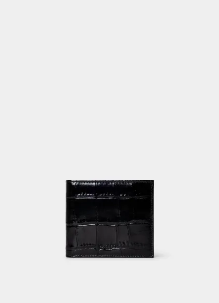 Leather Croc Stamped Billfold Wallet