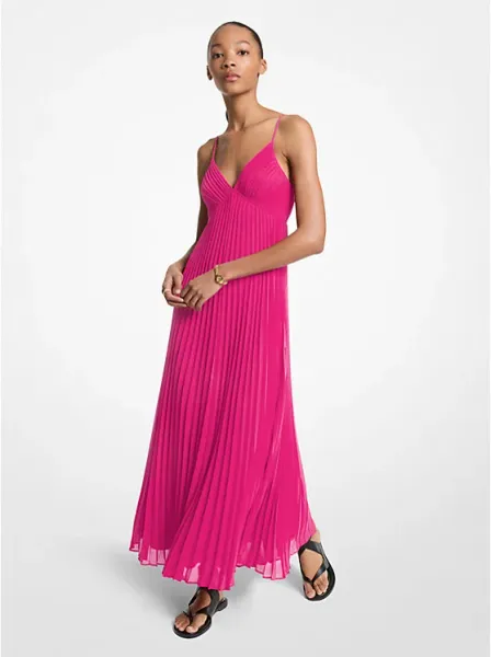 Pleated Georgette Maxi Dress