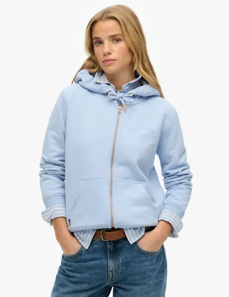 Superdry & Co Cotton Rich Zip Up Hoodie Blue