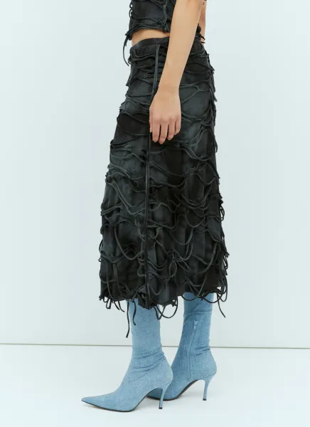 O-Jal Distressed Midi Skirt