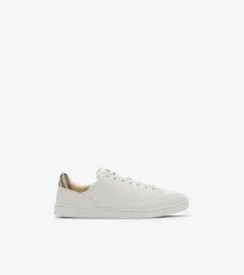 Leather Set Sneakers in White/sand beige