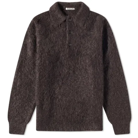 Long Sleeve Brushed Mohair Polo