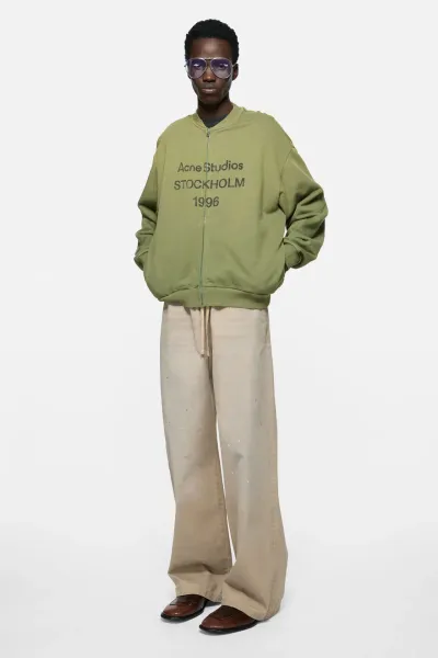 Washed zip-up cardigan