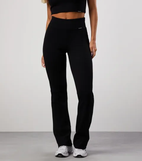 Women's Black Rib Flared Leggings