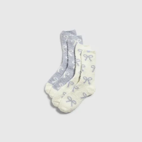 River Island Fluffy Bow Socks 2 Pack