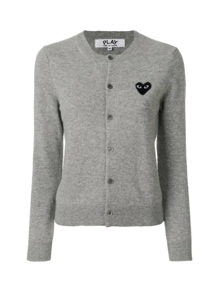 Round-Neck One Heart Cardigan L. Grey