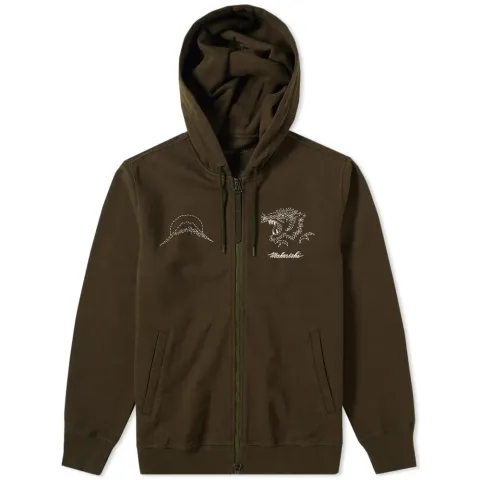 Stencil Tiger Chest Zip Hoody
