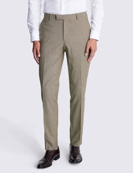 Moss Slim Fit Brushed Stretch Suit Trousers Neutral