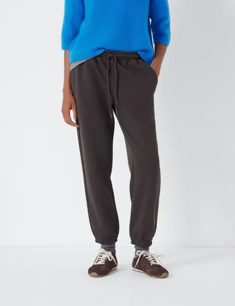 HUSH Cotton Rich Drawstring Cuffed Joggers Chocolate
