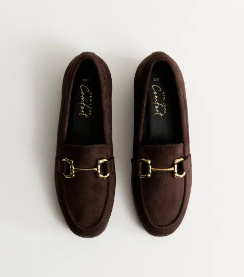 Women's Brown Faux Suede Snaffle Buckle Loafer