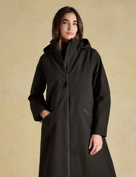 Joules Waterproof Longline Hooded Raincoat Black