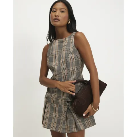 River Island Petite Check Mini Pinafore Dress