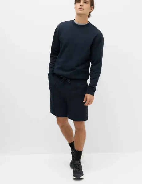 Marks & Spencer Cotton Rich Ultimate Mid Length Shorts Navy