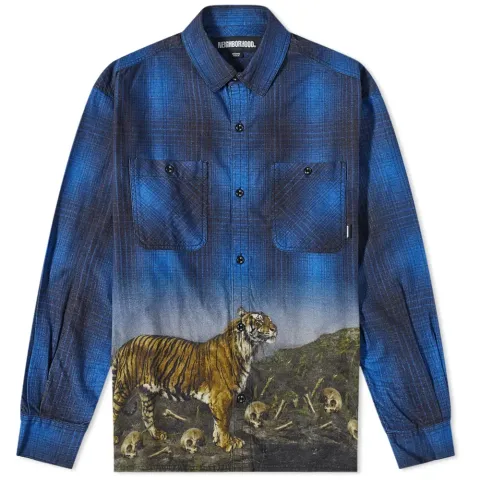 Tiger Print Plaid Shirt