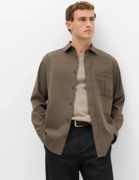 Marks & Spencer Regular Fit Flannel Overshirt Mole