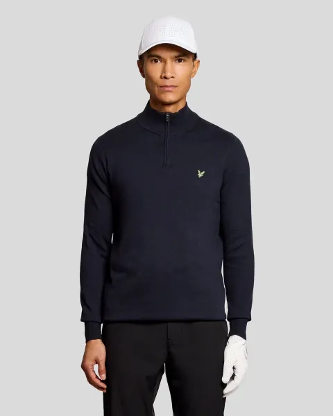 Lyle & Scott Green Eagle Cotton Blend 1/4 Zip Jumper