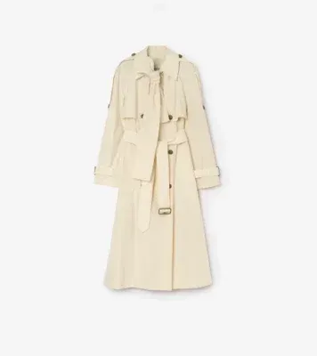 Long Canvas Trerose Trench Coat in Tundra beige
