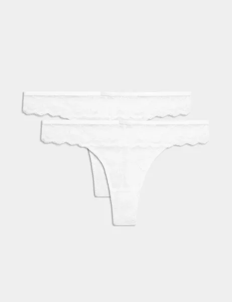 Marks & Spencer 2 Pack Ida Lace Thongs White